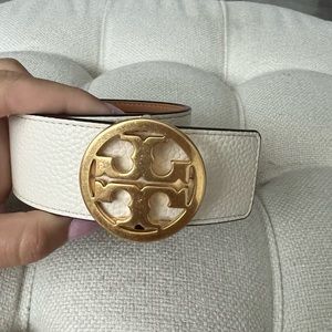 Tory Burch Miller 1.5 reversible belt Ivory and Tan